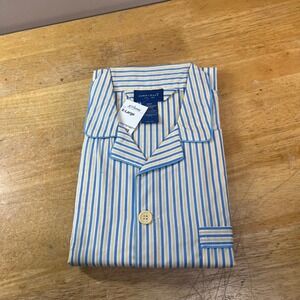 Towncraft Pajama Set Mens XL Blue Yellow Vtg Style Striped Long Sleeve NWT